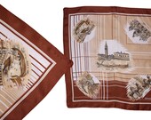 Vintage scarf-pocket square - venice - italy -souvenir scarf - gondola boat - romantic - horses