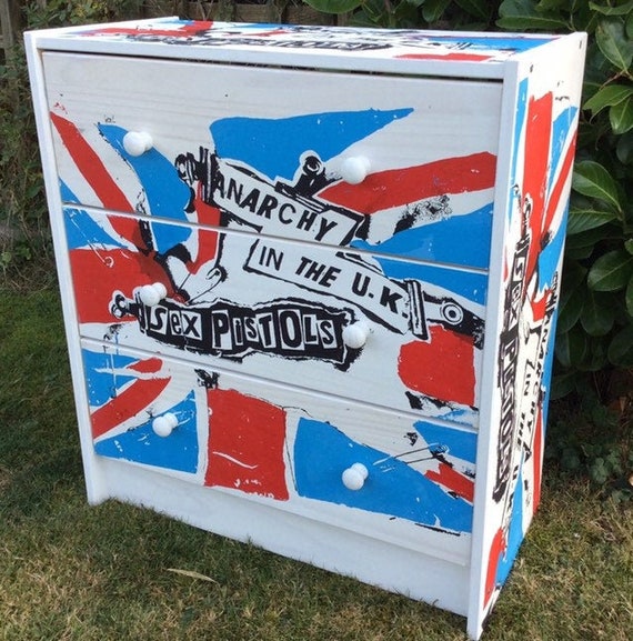 Punk Chest Of Drawers Sex Pistols Anarchy In The Uk Union Jack Etsy