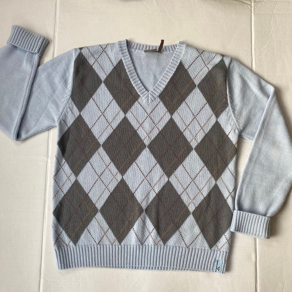 Vintage Mens Sweater Diamond Design Argyle Classi… - image 6