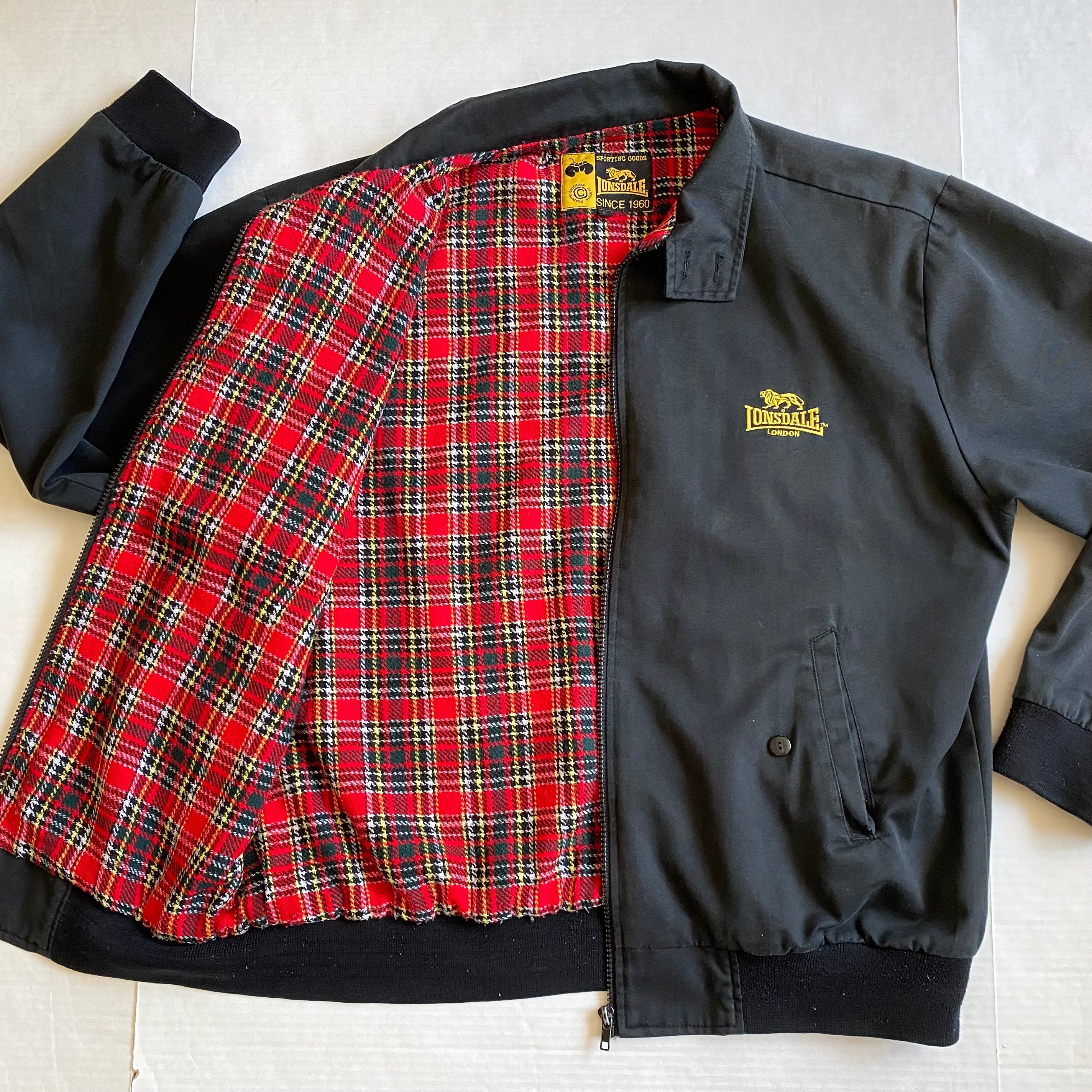 Vintage Lonsdale Black Harrington Style Bomber Jacket-red Vintage Lonsdale Black Harrington Style Bomber Jacket-red