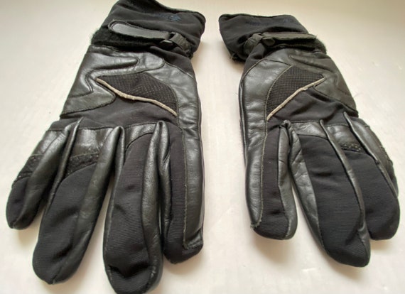 Black Leather Gloves - Biker Gauntlet Gloves - Mo… - image 3