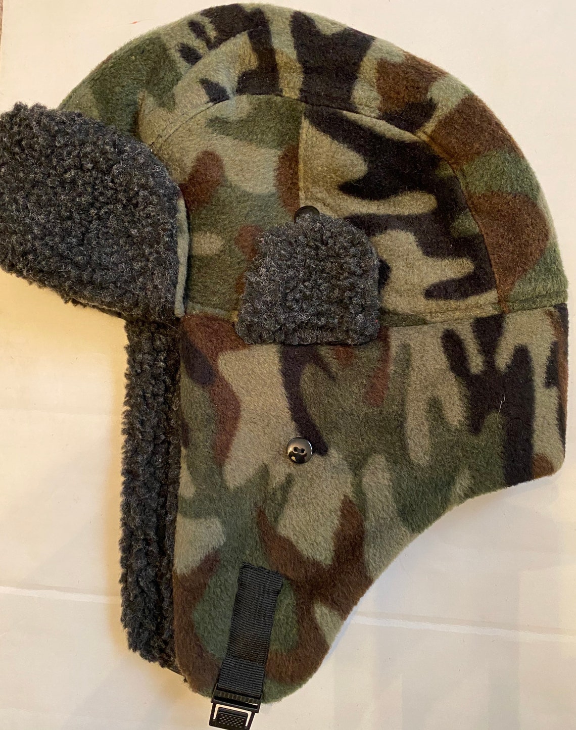 Military Style Camo Winter HAT with faux fur Ear Flaps Etsy