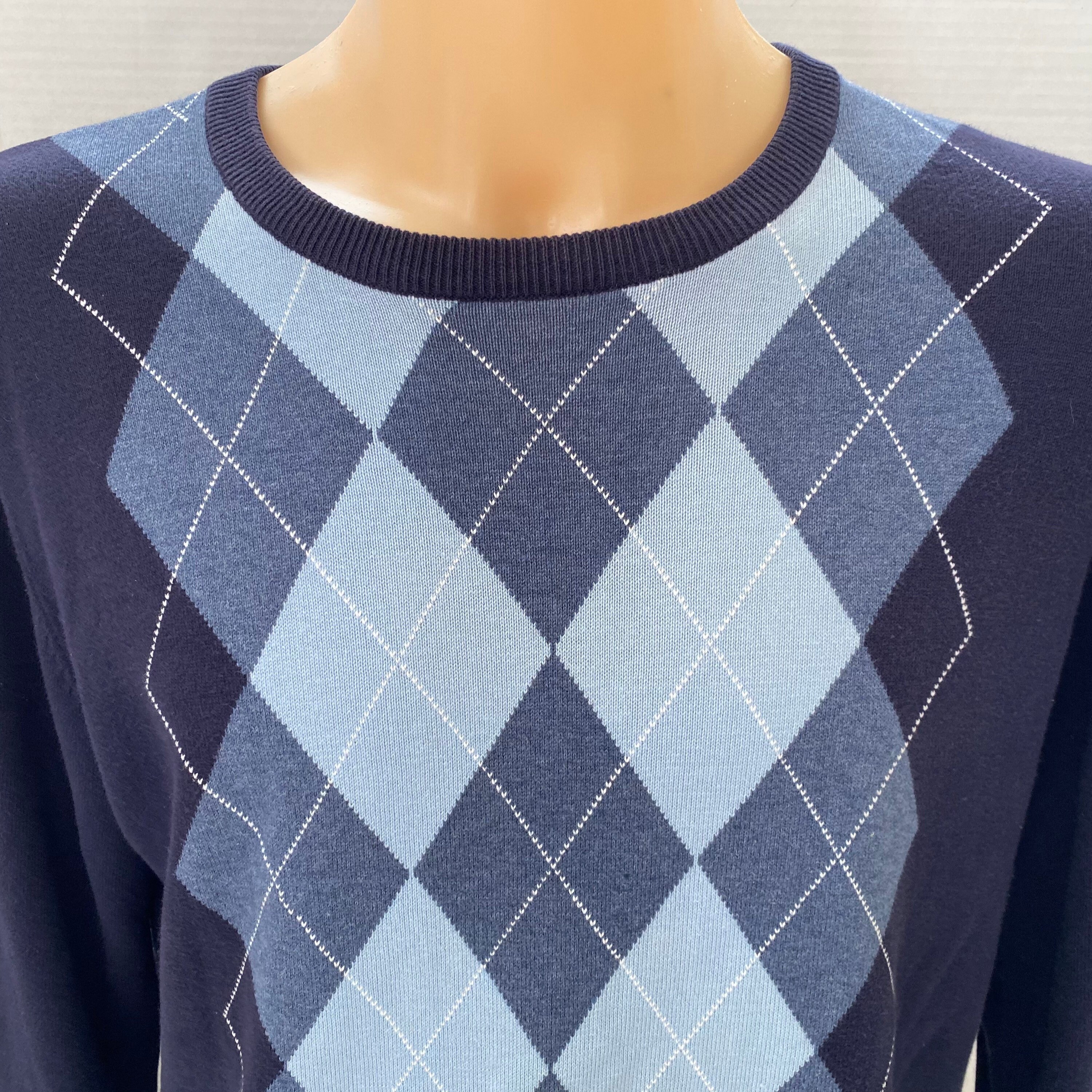 Mens Sweater Diamond Design Navy Blue 