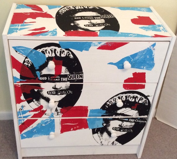Punk Furniture Chest Of Drawers Sex Pistols God Save The Etsy Punk Furniture Chest Of Drawers Sex Pistols God Save The Etsy