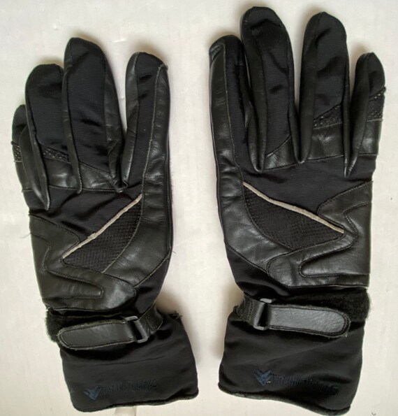 Black Leather Gloves - Biker Gauntlet Gloves - Mo… - image 1