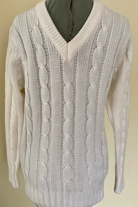 Chunky Knit Sweater - Vintage Cricket Jumper Crea