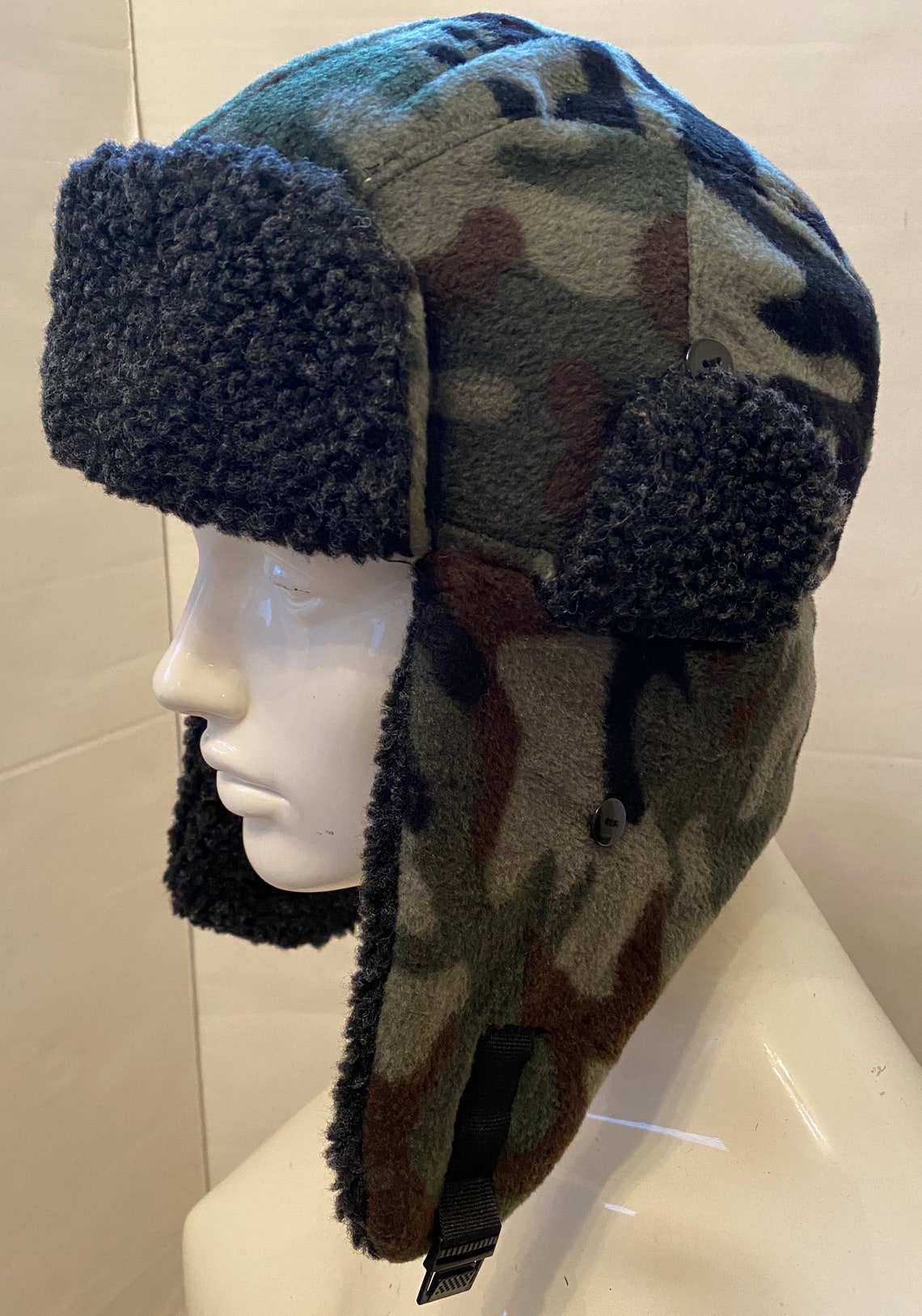 Military Style Camo Winter HAT with faux fur Ear Flaps Etsy