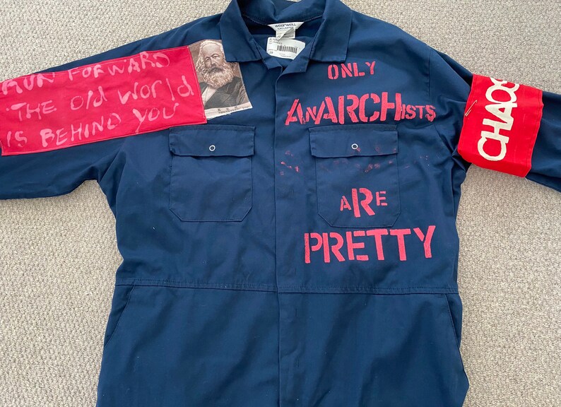 Chaos Armband Automotive Mechanic alternative Boiler Suit XL 50 R Vintage PuNk Anarchist Jump Suit Karl Marx Only Anarchists are Pretty