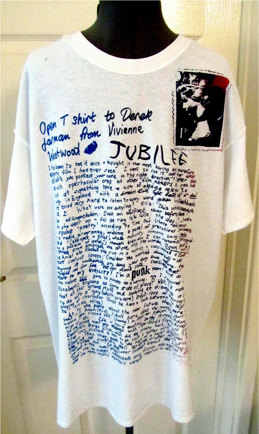 JUBILEE Vivienne Westwood Letter to Derek Jarman - Punk- White T