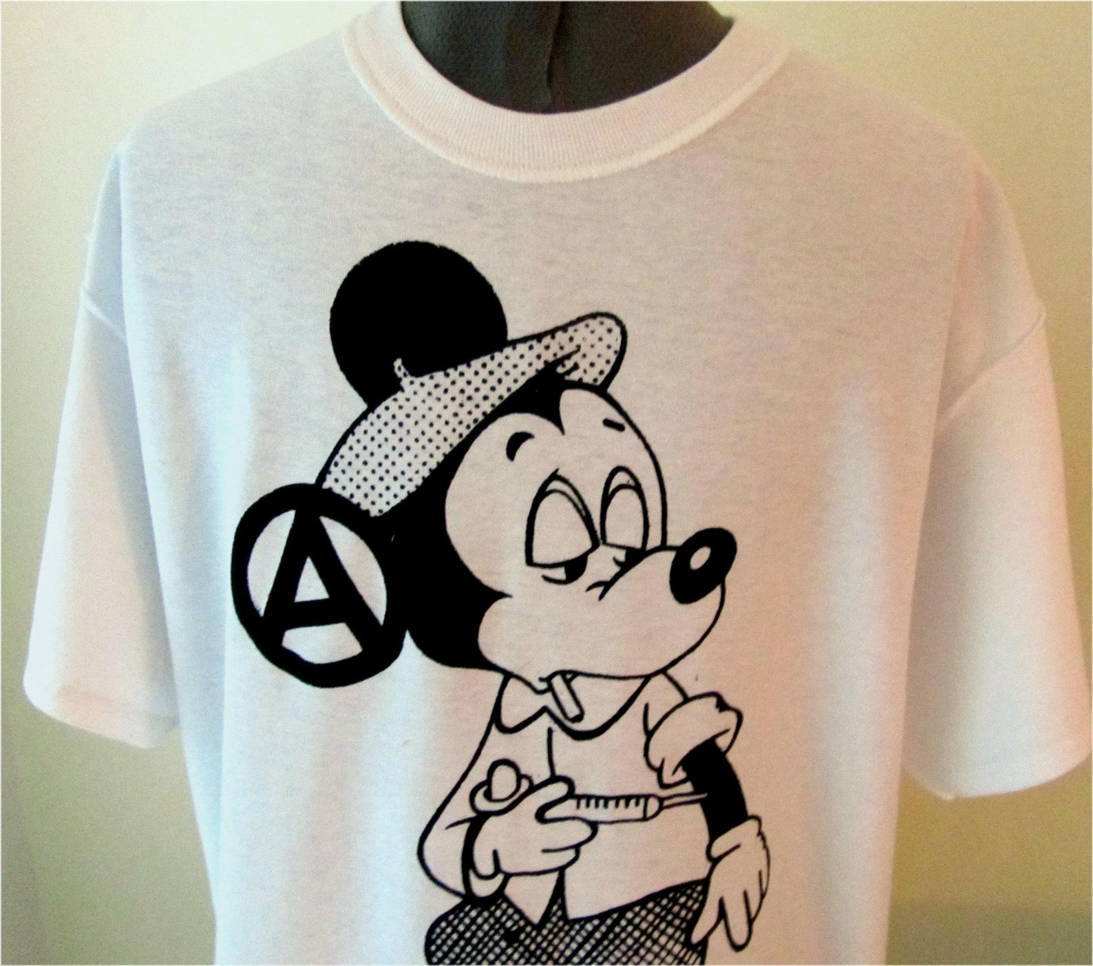 Punk Mickey Mouse Junkie Mature Print Anarchy Adult Tshirt Etsy