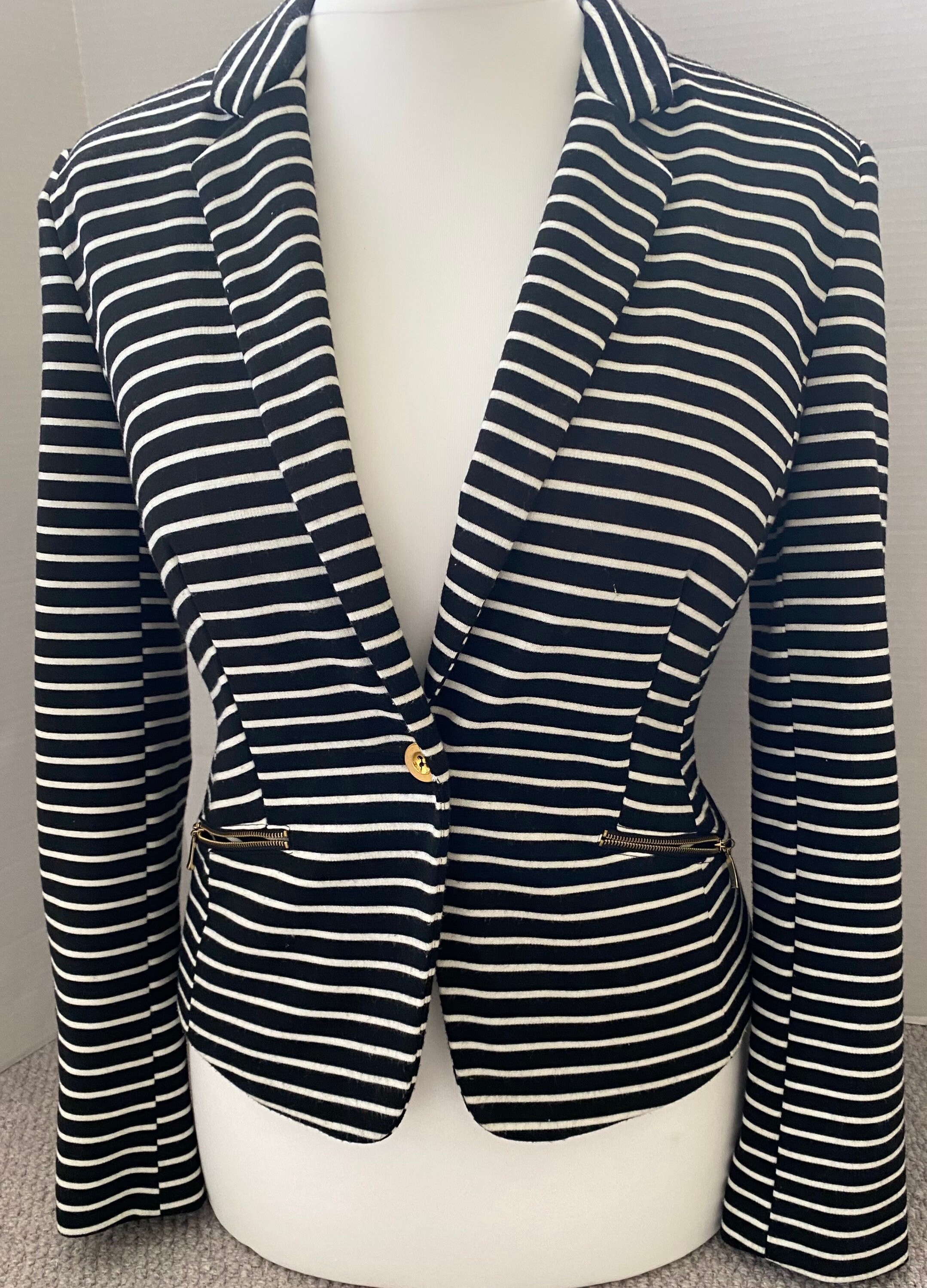 Womens Smart Casual Jacket Stripes-blue 