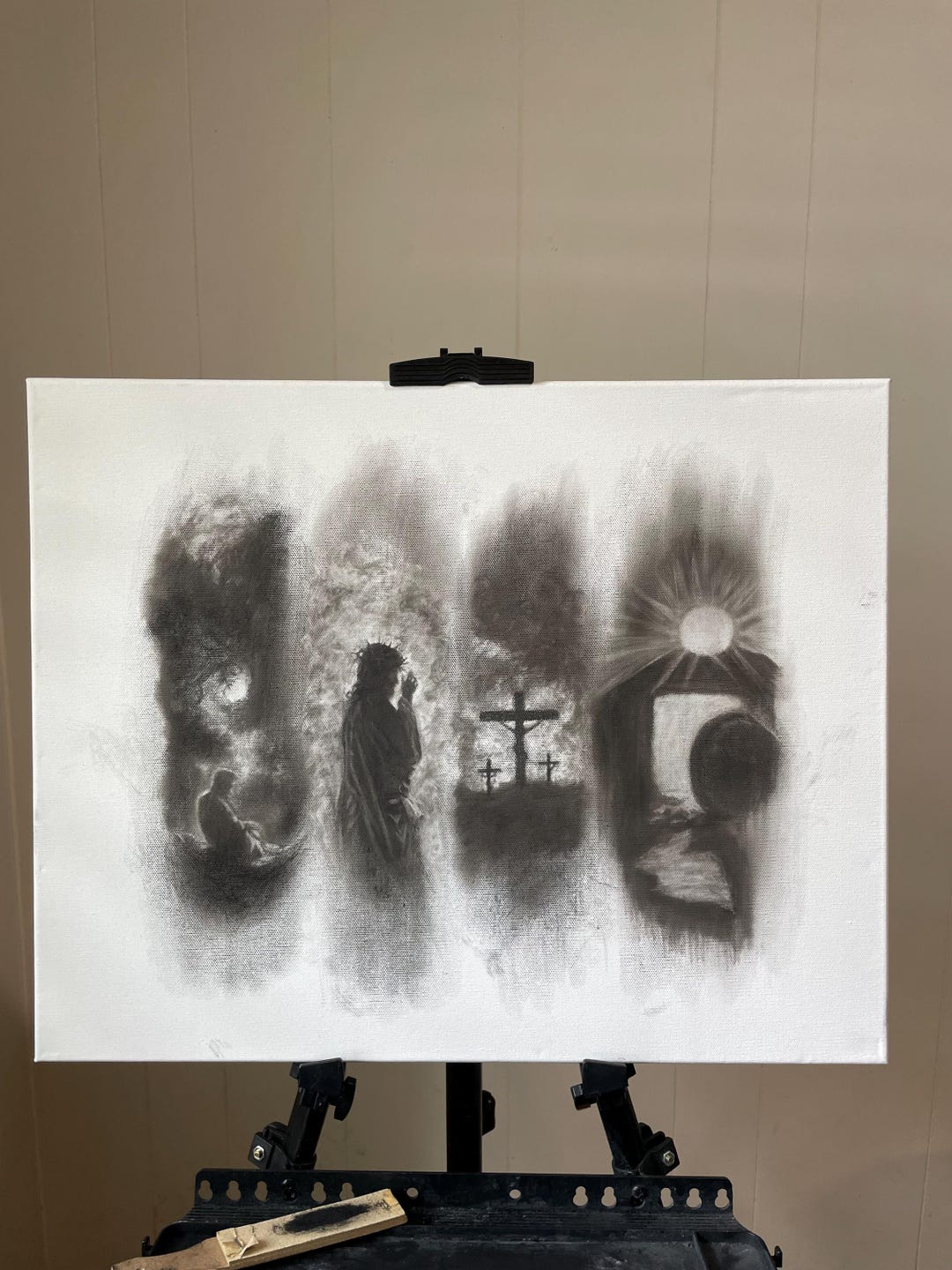 The Gospel Message - Original 20x16 Charcoal on Canvas - Etsy