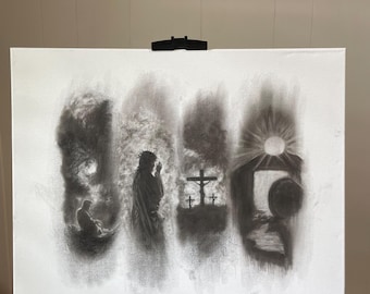 The Gospel Message - Original 20x16 Charcoal on Canvas
