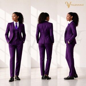 Ensemble de costume sur mesure 4 pièces pour femmes avec cravate, costume de puissance pour invité de mariage image 3
