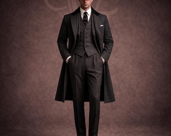 1920s Tweed Wedding Suit – Thomas Shelby Style 3 Piece Overcoat Outfit