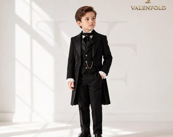Boys Victorian Gothic Tailcoat Suit | Luxury Ring Bearer Wedding Outfit