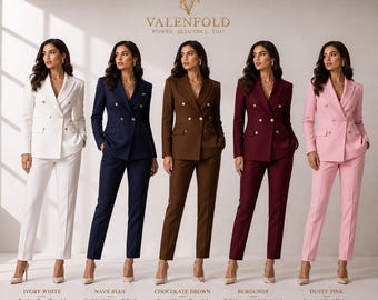 Ensemble tailleur croisé – Tailleur-pantalon formel pour femmes-5 COULEURS