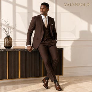 chocolate brown dress coat Mark of Distinction Metro Chocolate Suit Jacket (Separates) 42L Trim main image 1
