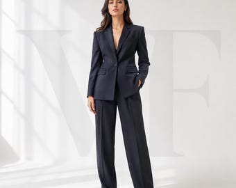 Blazer sur mesure et tailleur pantalon large pour femmes, tenue de bureau formelle
