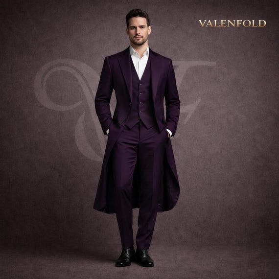 Purple Gothic Tailcoat for Men | Handmade Victorian Vampire Coat