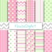 Pink Yellow and Green Printable Digital Papers With Stripes - Etsy