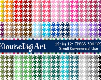 Rainbow Houndstooth Dogstooth Digital Printable Scrapbook Papers