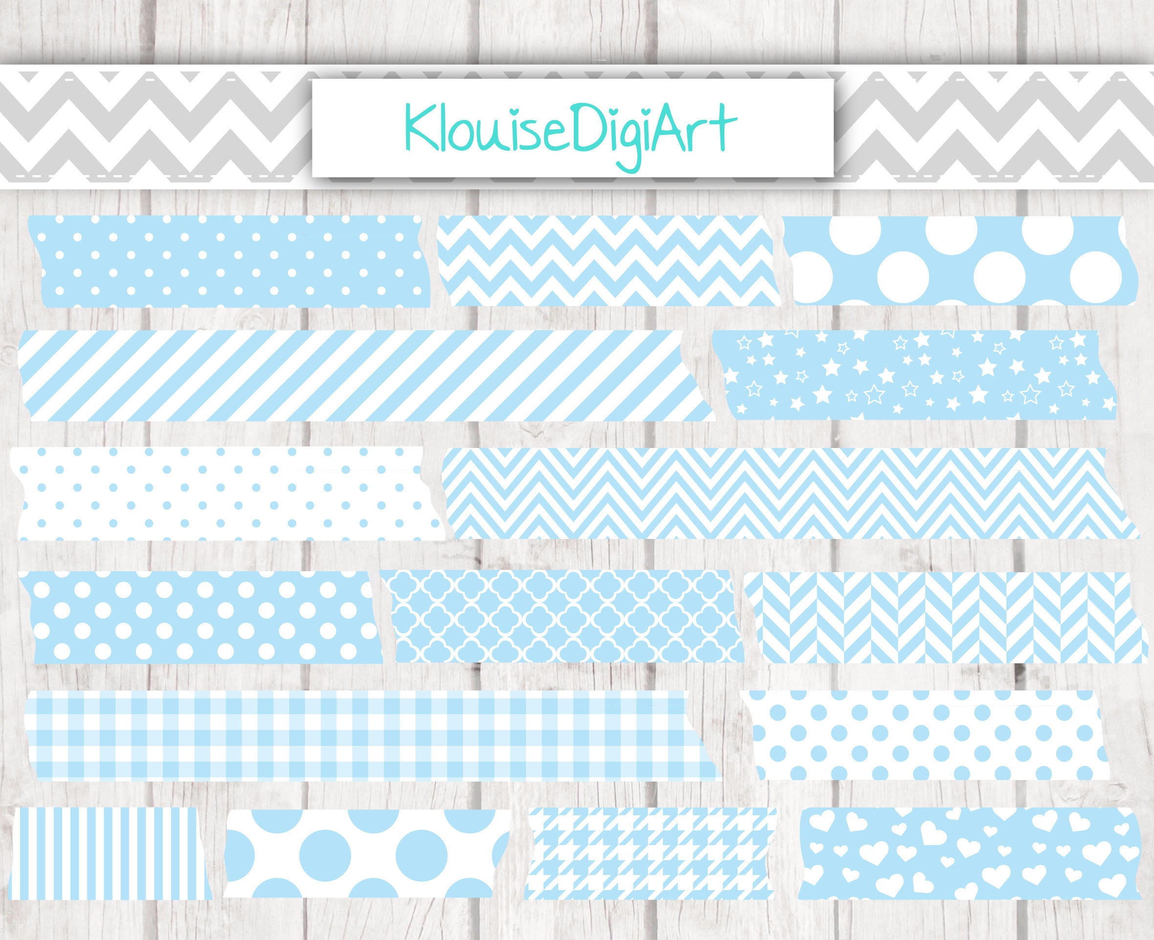 Blue Washi Tape PNG Transparent, Blue Washi Tape Collection With