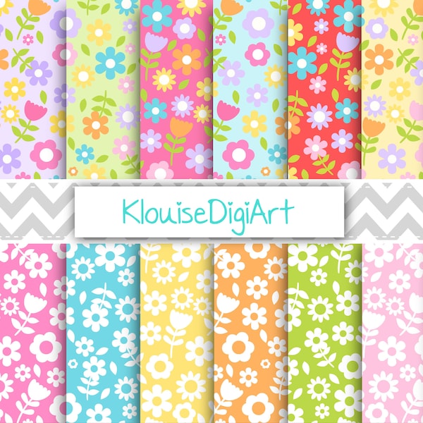 Spring Floral Flowers Digital Printable Papers