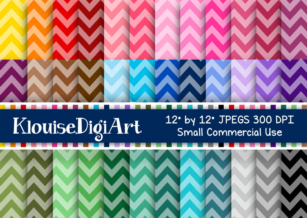 Rainbow Chevron Zig Zags Two Tone Digital Printable Scrapbook Papers - Etsy