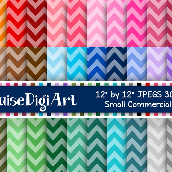 Rainbow Chevron Zig Zags Two Tone Digital Printable Scrapbook Papers