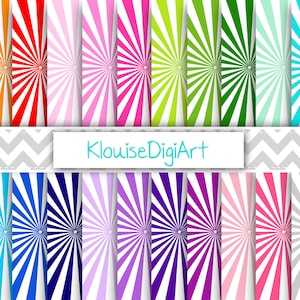 Rainbow and Pastel Sunburst Starburst Printable Digital Printable Papers