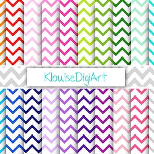 Pastel and Rainbow Thin Chevrons Digital Printable Papers