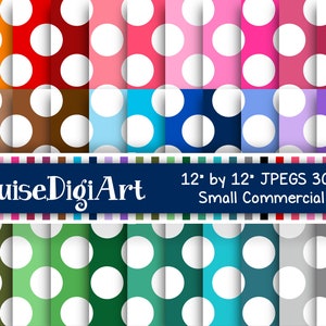 Large Rainbow Polka Dots Digital Printable Scrapbook Papers