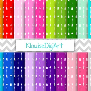 Rainbow and Pastel Tribal Arrows Printable Digital Papers