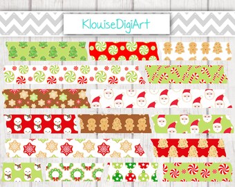 Christmas Cookies in Red and Green Washi Tape Digital Clipart