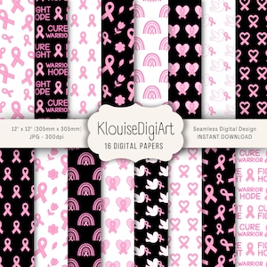 "nahtlose Brustkrebs-Aufklärungs-digitale bedruckbare Papiere mit rosa Schleife."