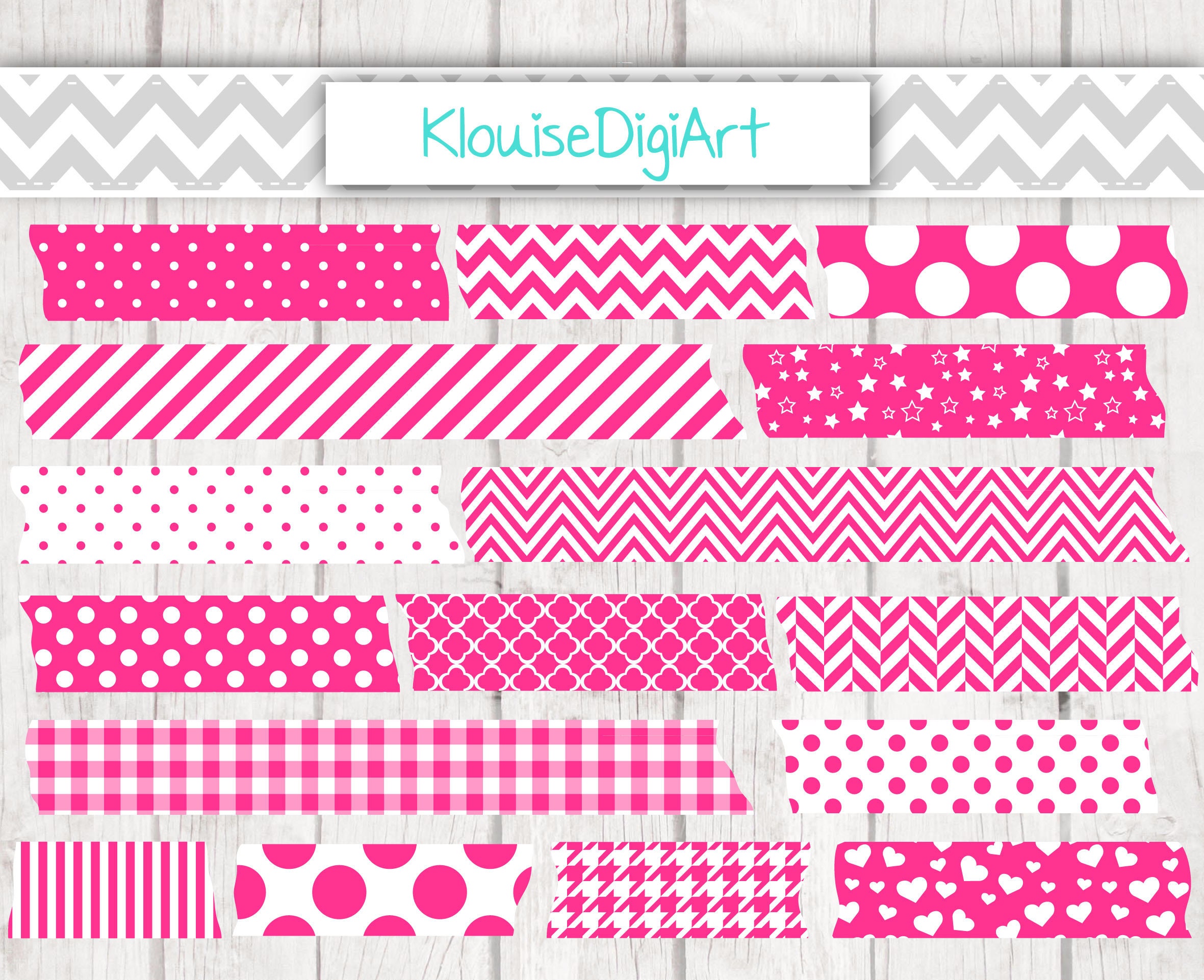 Pink heart Washi Tape Clipart, Pink, Heart, Washi, Tape, Set #213