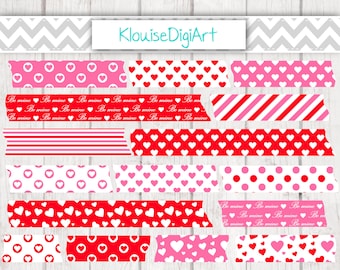 Hot Pink Washi Tape PNG Digital Clipart with Polka Dots, Stripes, Chevrons,  Gingham, Herringbone