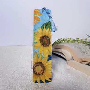 Handgeschilderde bladwijzer met kwastje, bloemdessin, leesaccessoire, boekenliefhebber cadeau, geen print
