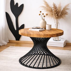 Handmade Spiral Coffee Table Base | Modern Steel Round Table Legs | Custom Low Coffee Table Frame | Industrial Metal Table Base