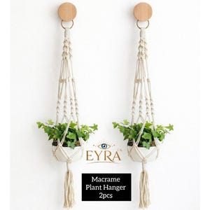 2 Pcs Macrame Plant Hanger | Cotton Rope Boho Wall Decor