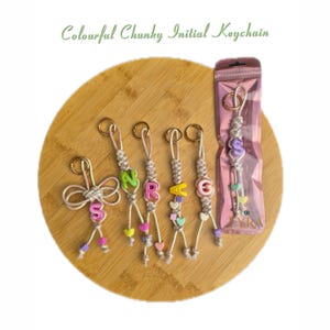 Initial Letter Keychain | Colourful Initial Keyring | Bag Charms | Rope Personalised Name Keycharm