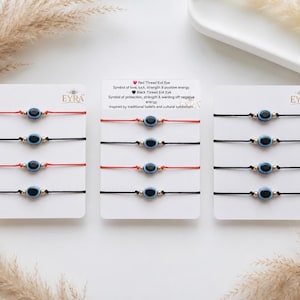 Set di cavigliere con ciondolo occhio di Allah / Ciondolo di protezione filo rosso e nero / Cavigliera stile boho surfista