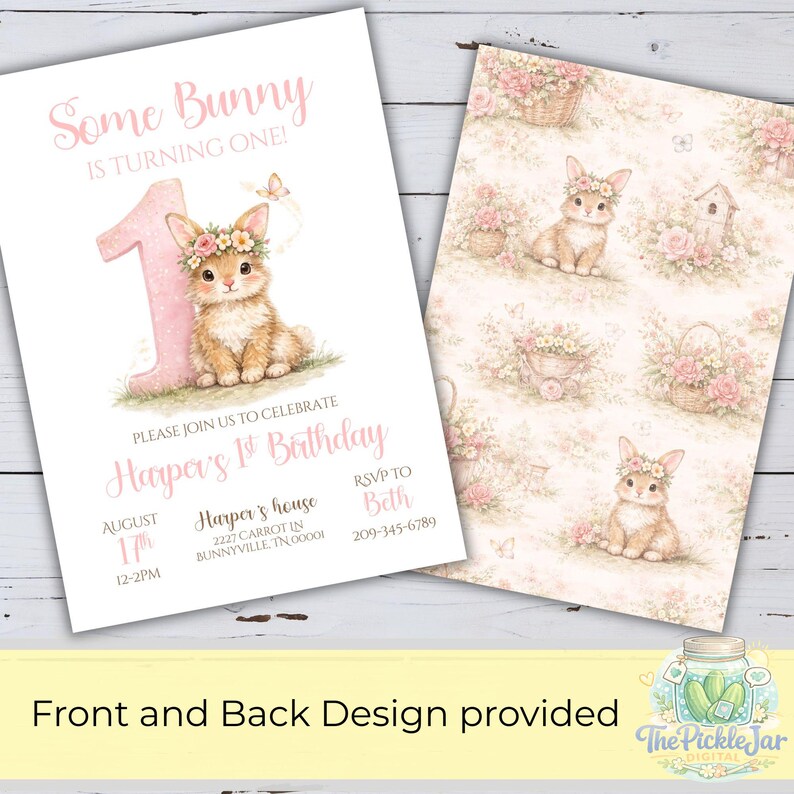 Some Bunny is Turning One Invitation, Bunny 1st Birthday Invitation ...
