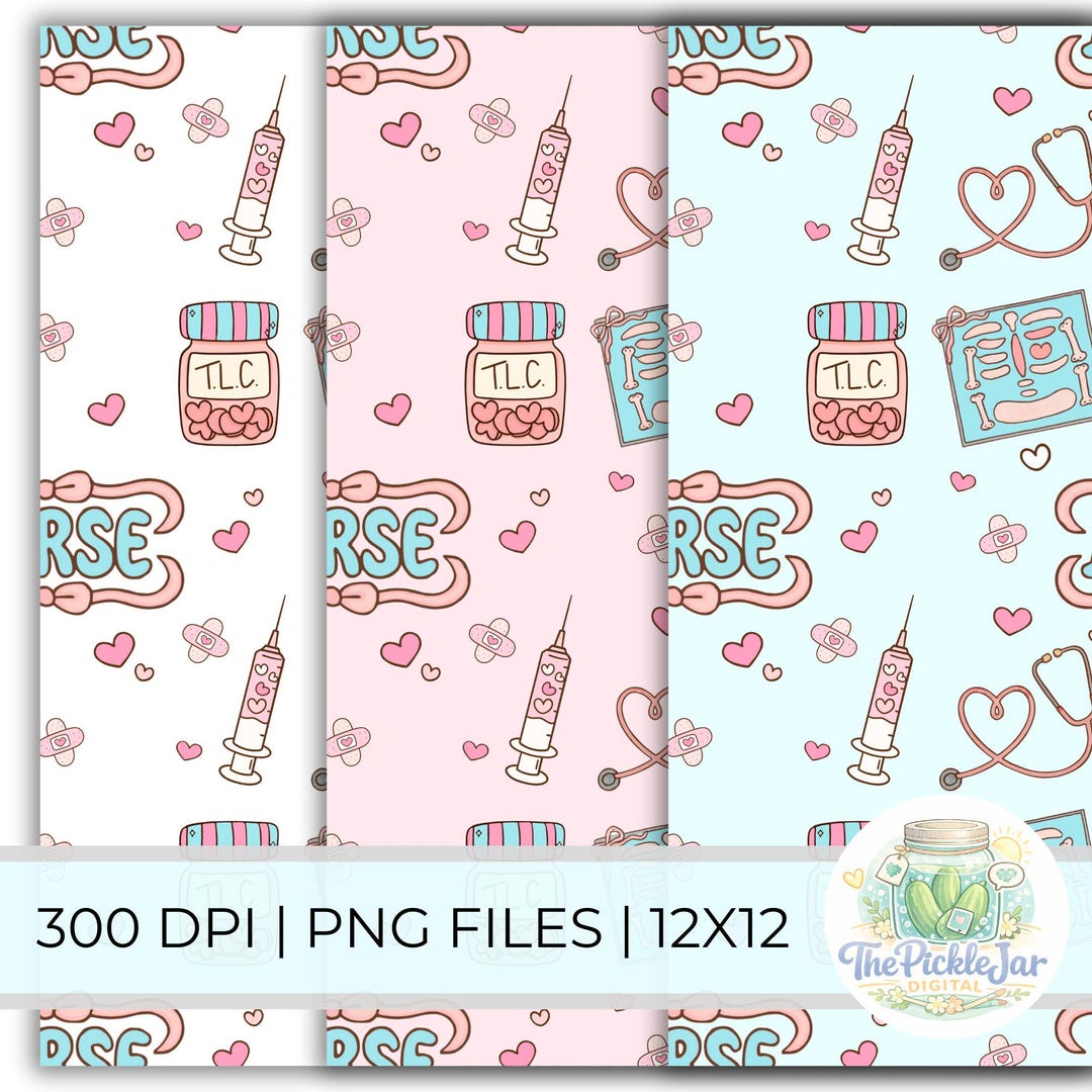 Nures Pattern Paper Nurse Seamless Pattern Digital Paper – Medical Background – Printable ...