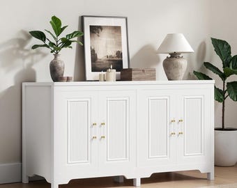 Farmhouse Buffet Cabinet Sideboard Coffee Bar Storage Credenza Kitchen Console White