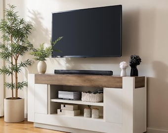 Modern Wood TV Stand Media Console Entertainment Center Storage Cabinet for Living Room