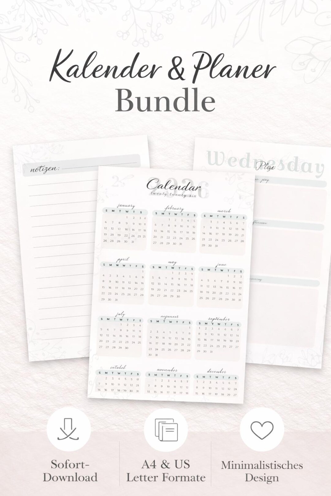 2026 Printable Planner Weekly Daily | A4 Calendar PDF | Minimal Planner ...