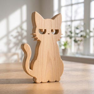 Wood cutting template. Original band saw pattern. Magic cat. Gift layout. Cat template for DIY. Working with a jigsaw. Digital file. Svg.