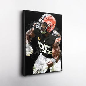 Myles Garrett Wall Art – Cleveland Browns Canvas Print, NFL Football Decor, Framed Poster Gift for Fan Room, Man Cave, or Office
